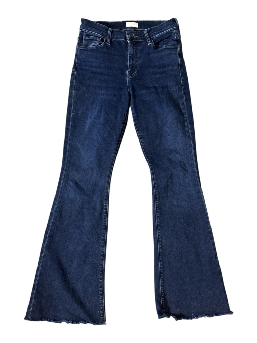 Mother Lil Weekender Fray Jeans Chip On My Shoulder Wash Dark Indigo 26